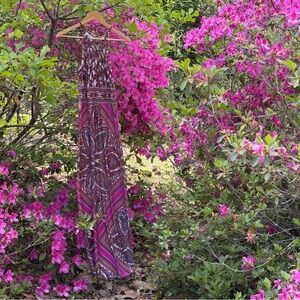 London Times Boho Maxi Dress Halter Pink Paisley Size 4 NWT